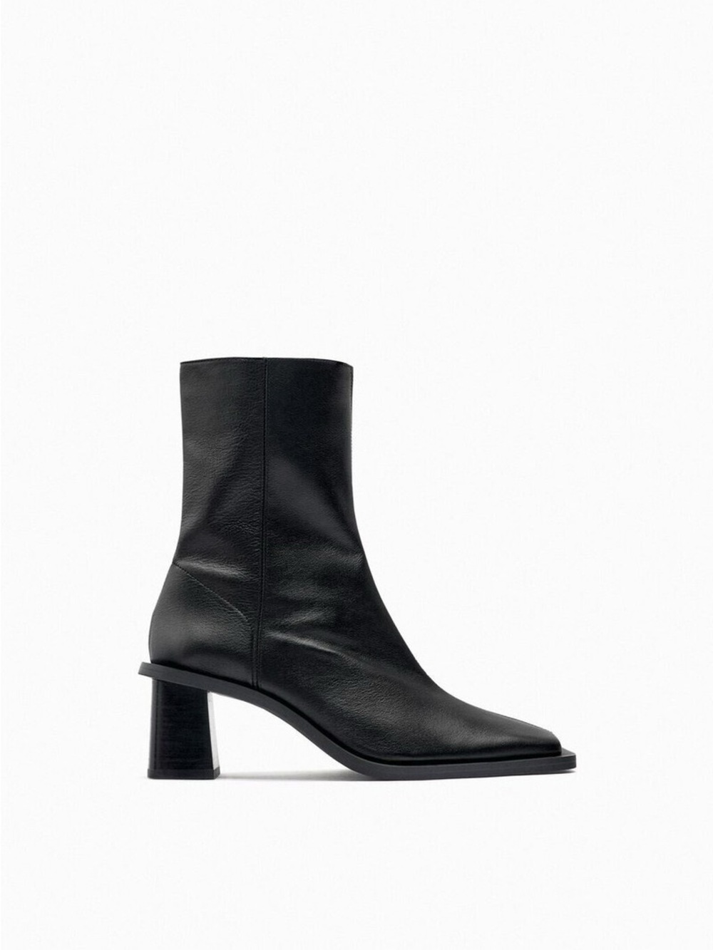 ZARA | Architectural Leather Block Heel Ankle Boots | Size 38 - Picture 2 of 9